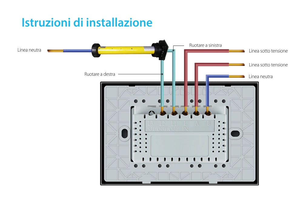 Interruttore Touch per Tende Livolo in Vetro, Standard Italiano