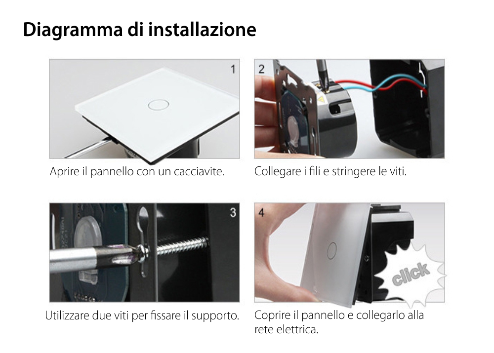Interruttore Touch per Tende Livolo in Vetro, Standard Italiano