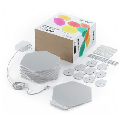 Kit 9 pannelli luminosi Nanoleaf Shapes Hexagons, 16 milioni di colori, tecnologia LED RGBW, cavo da 2,5 m