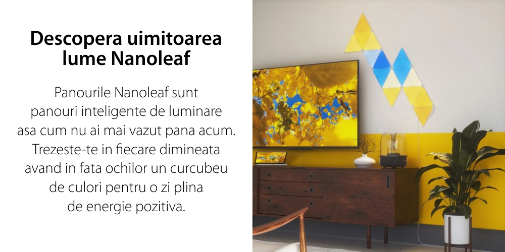 Kit 15 Pannelli Luminosi Nanoleaf Shapes Triangles, Illuminazione LED RGBW, Sensore Musica, Cavo da 2,5 m, Compatibile con Assistenti Vocali.
