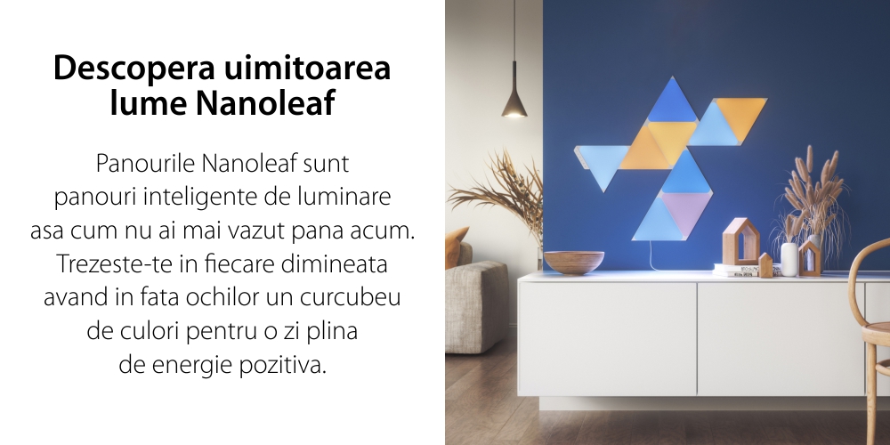 Kit 9 Pannelli Luminosi Nanoleaf Shapes Triangles, Illuminazione LED RGBW, Sensore Musicale, Flusso Luminoso Totale 720 Lumen