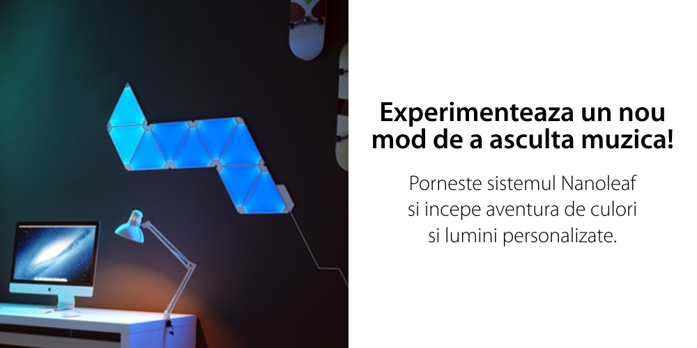 Kit 9 Pannelli Luminosi Nanoleaf Shapes Triangles, Illuminazione LED RGBW, Sensore Musicale, Flusso Luminoso Totale 720 Lumen