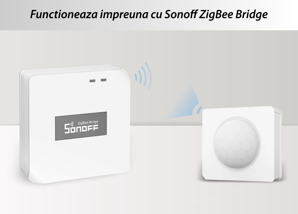 Sensore di movimento Sonoff SNZB-03, Wireless, Protocollo ZigBee, Distanza di rilevamento fino a 6 metri