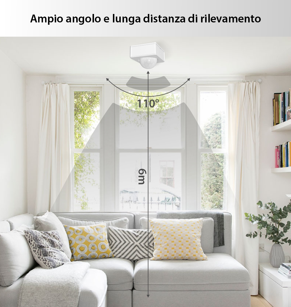 Sensore di movimento Sonoff SNZB-03, Wireless, Protocollo ZigBee, Distanza di rilevamento fino a 6 metri