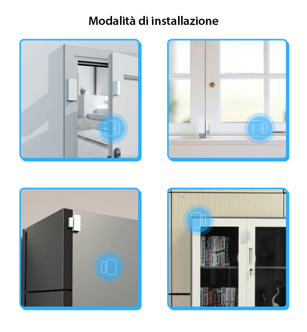 Sensore per porte e finestre Sonoff DW2, Wi-Fi, Notifiche e controllo tramite app