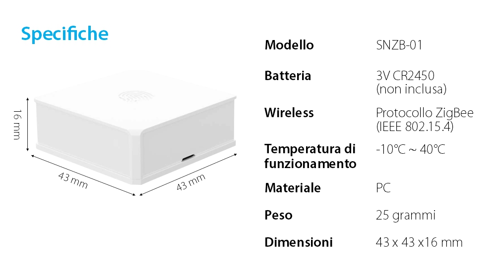 Interruttore intelligente wireless Sonoff, protocollo ZigBee, controllo tramite app