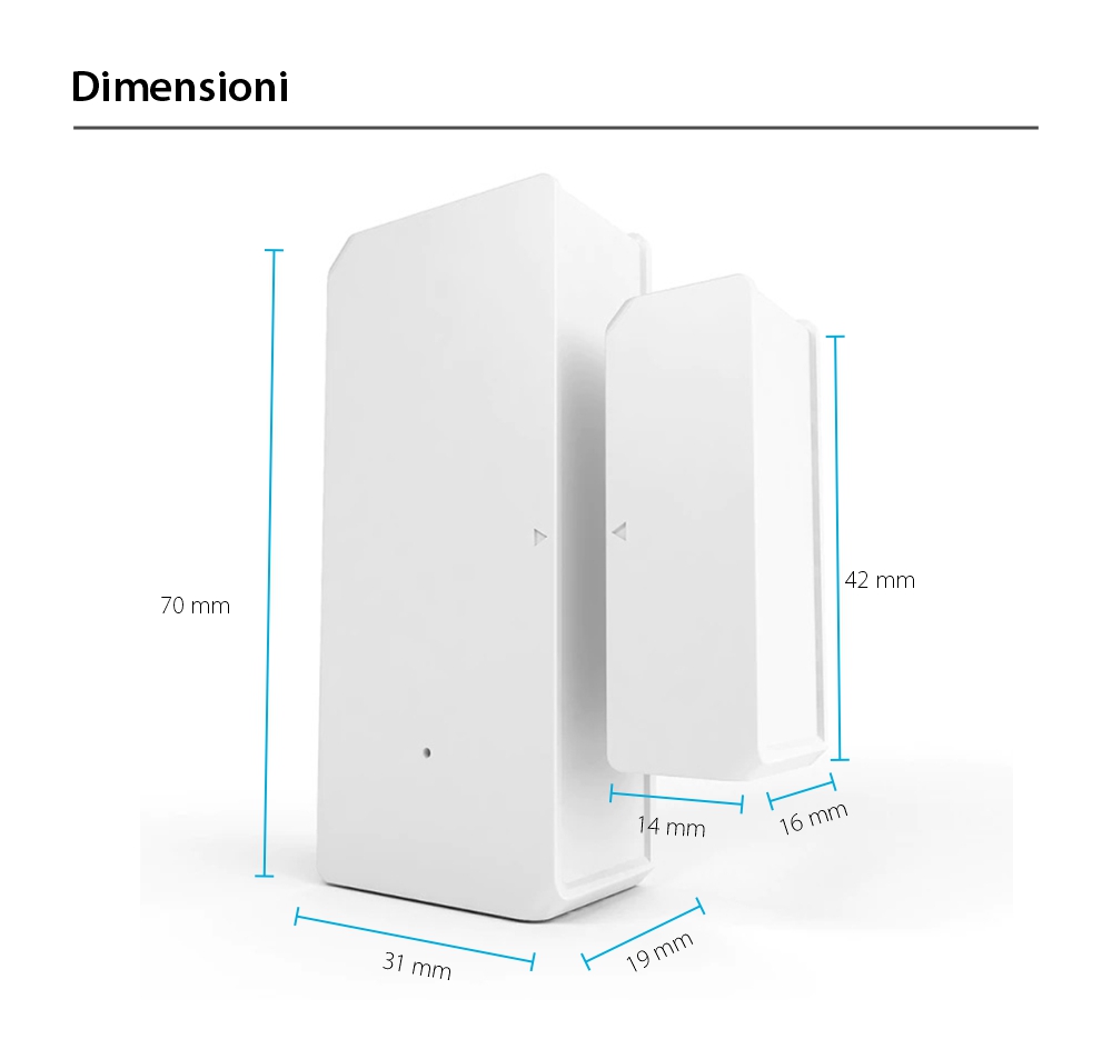 Sensore per porte e finestre Sonoff DW2, Wi-Fi, Notifiche e controllo tramite app
