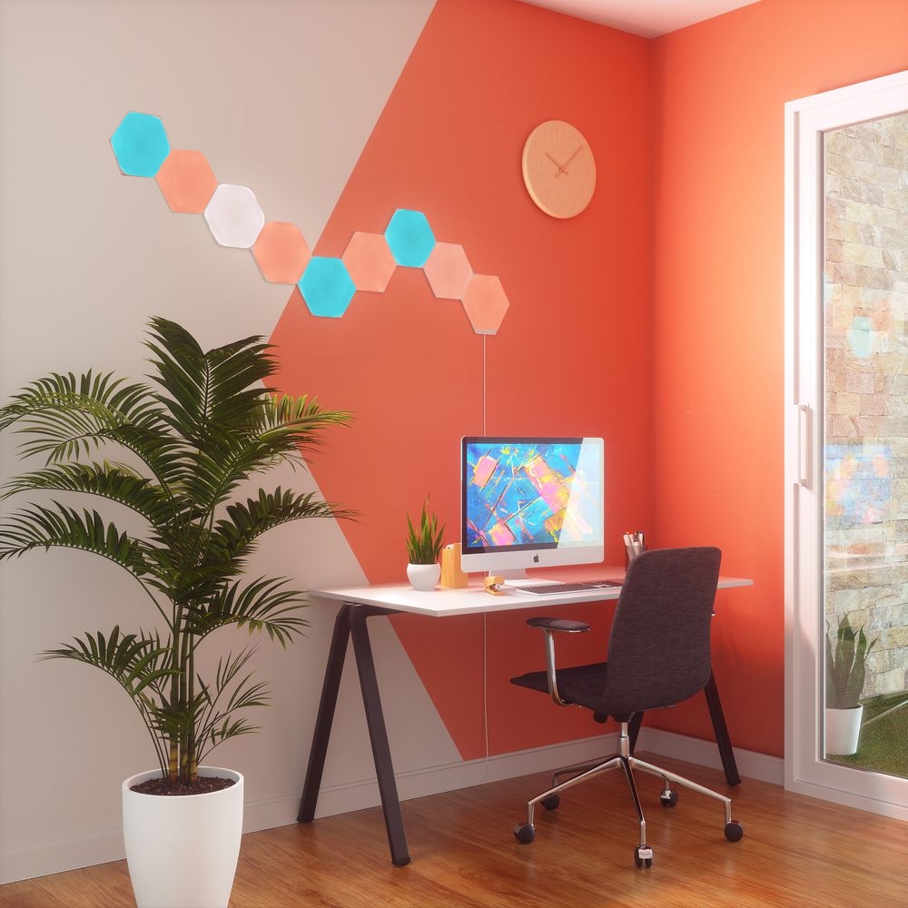 Kit 9 pannelli luminosi Nanoleaf Shapes Hexagons, 16 milioni di colori, tecnologia LED RGBW, cavo da 2,5 m