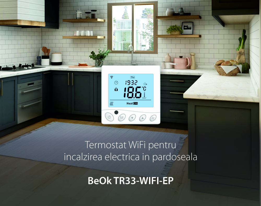 Termostato Wi-Fi per il riscaldamento elettrico a pavimento BeOk TR33-WIFI-EP