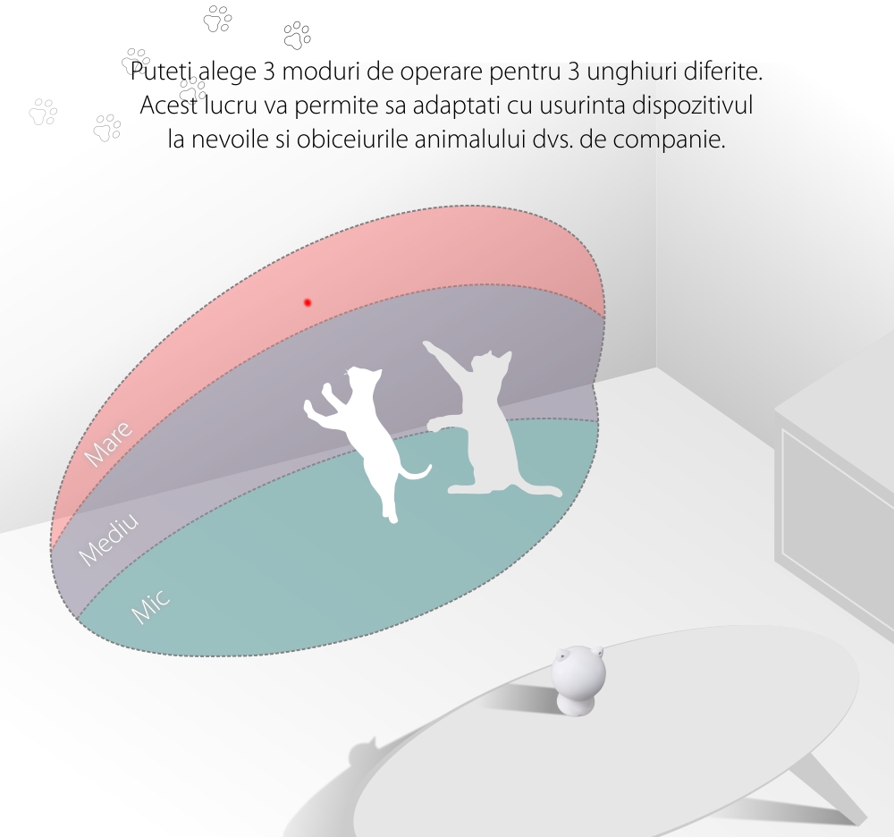 Giocattolo intelligente per gatti Petoneer Smart Dot, Controllo tramite app, Programmazione, Alimentazione USB.