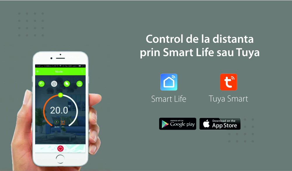 Termostato Wi-Fi per riscaldamento elettrico a pavimento BeOk TGW003-WIFI-EP