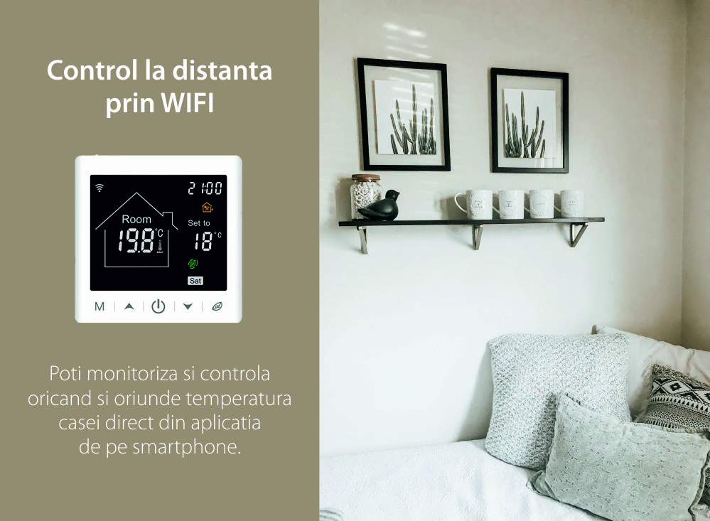 Termostato Wi-Fi per riscaldamento elettrico a pavimento BeOk TR9B-WIFI-EP
