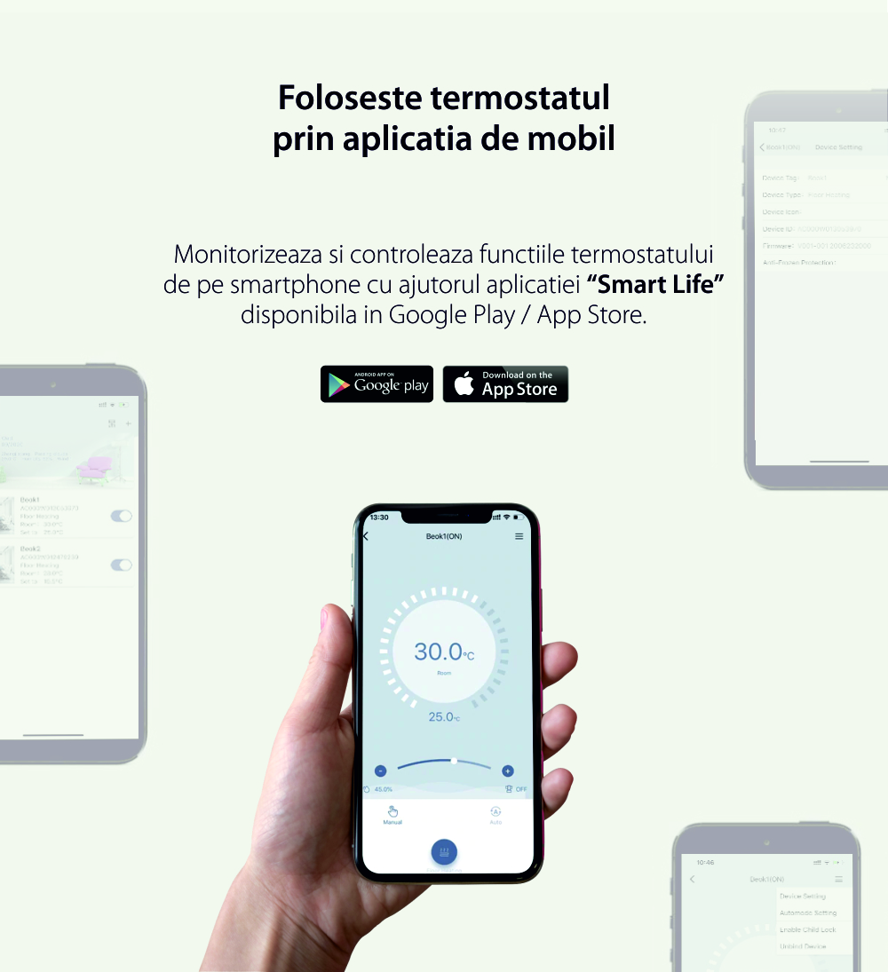 Termostato Wi-Fi per riscaldamento elettrico a pavimento BeOk TR8B-WIFI-EP