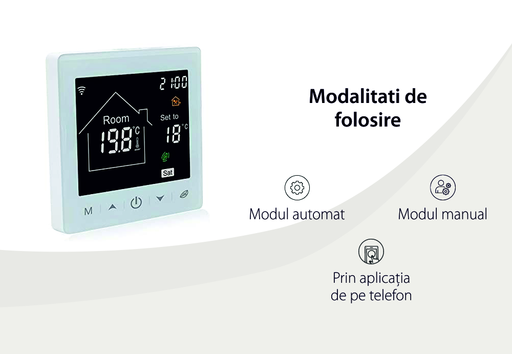 Termostato Wi-Fi per riscaldamento elettrico a pavimento BeOk TR9B-WIFI-EP