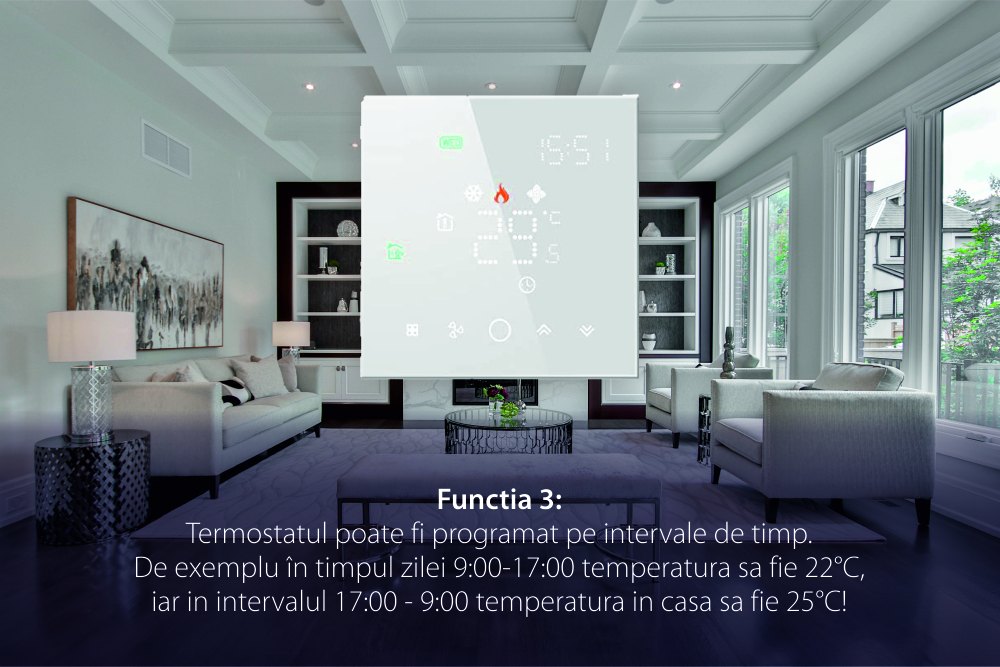 Termostato Wi-Fi per riscaldamento elettrico a pavimento BeOk TGW003-WIFI-EP