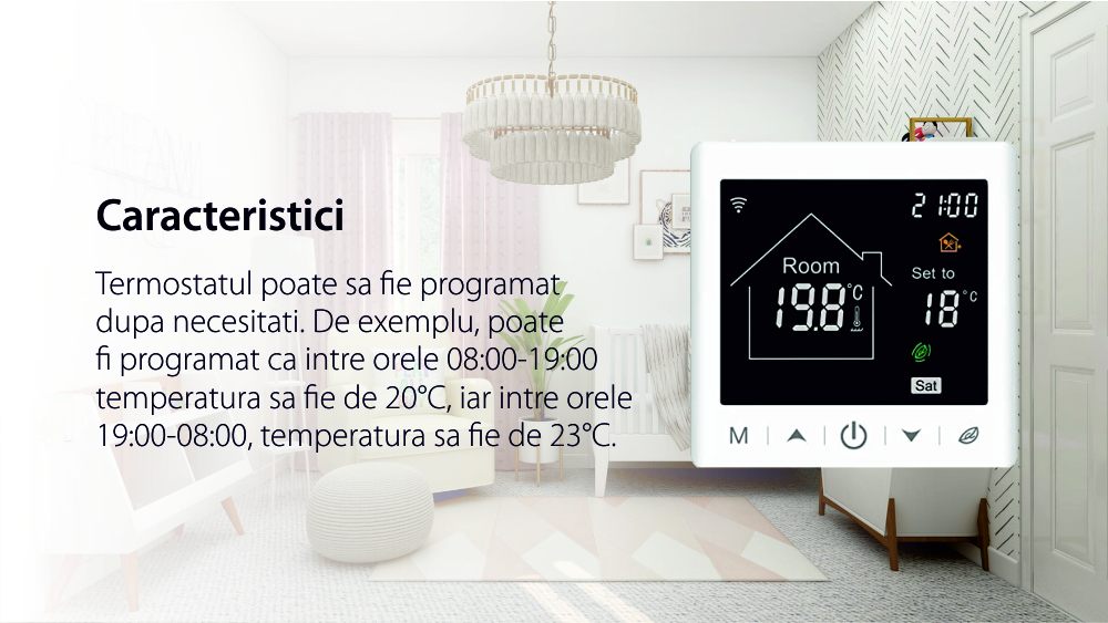 Termostato Wi-Fi per riscaldamento elettrico a pavimento BeOk TR9B-WIFI-EP