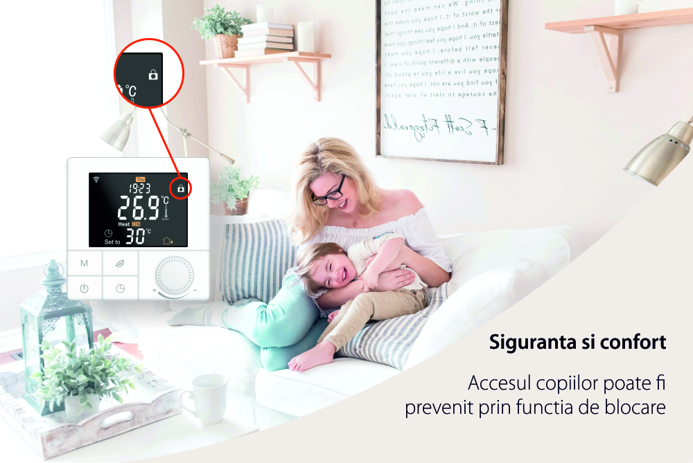 Termostato Wi-Fi per riscaldamento elettrico a pavimento BeOk TR8B-WIFI-EP