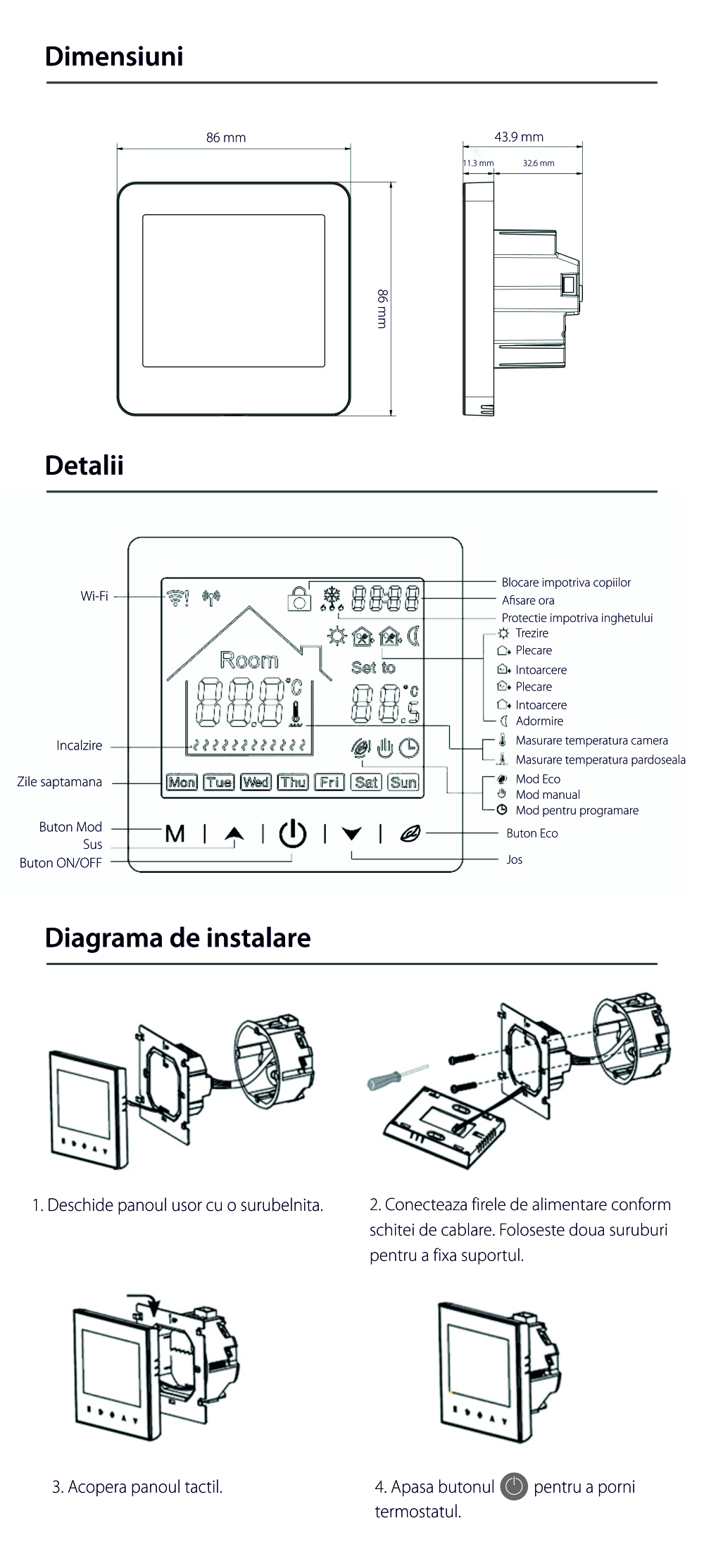 Termostato Wi-Fi per riscaldamento elettrico a pavimento BeOk TR9B-WIFI-EP