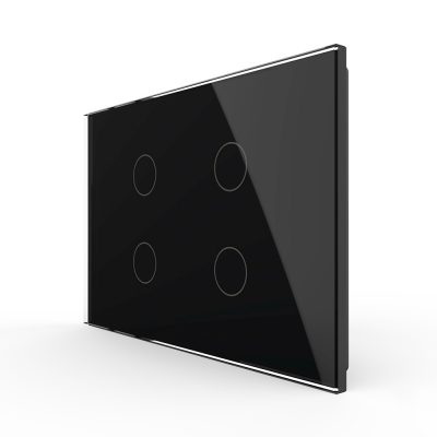 Pannello interruttore quadruplo con touch Livolo in vetro, standard italiano – Nuova serie colore nero