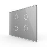 Pannello interruttore quadruplo con touch Livolo in vetro, standard italiano – Nuova serie colore griggio