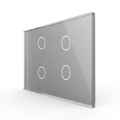 Pannello interruttore quadruplo con touch Livolo in vetro, standard italiano – Nuova serie colore griggio