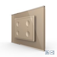 Interruttore quadruplo deviatore / invertitore wireless con touch Livolo con cornice in vetro, standard italiano – Nuova serie colore dorato