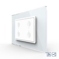 Interruttore quadruplo deviatore / invertitore wireless con touch Livolo con cornice in vetro, standard italiano – Nuova serie