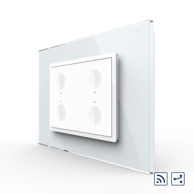 Interruttore quadruplo deviatore / invertitore wireless con touch Livolo con cornice in vetro, standard italiano – Nuova serie