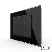 Interruttore quadruplo deviatore / invertitore wireless con touch Livolo con cornice in vetro, standard italiano – Nuova serie colore nero