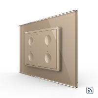 Interruttore quadruplo wireless con touch Livolo con cornice in vetro, standard Italiano – Nuova Serie colore dorato