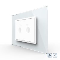 Interruttore doppio deviatore / invertitore wireless con touch Livolo con cornice in vetro, standard italiano – Nuova serie