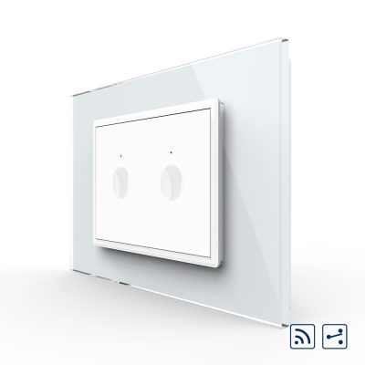 Interruttore doppio deviatore / invertitore wireless con touch Livolo con cornice in vetro, standard italiano – Nuova serie