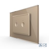 Interruttore doppio deviatore / invertitore wireless con touch Livolo con cornice in vetro, standard italiano – Nuova serie colore dorato