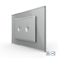 Interruttore doppio deviatore / invertitore wireless con touch Livolo con cornice in vetro, standard italiano – Nuova serie colore griggio