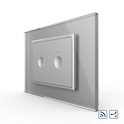 Interruttore doppio deviatore / invertitore wireless con touch Livolo con cornice in vetro, standard italiano – Nuova serie colore griggio