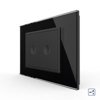 Interruttore doppio deviatore / invertitore touch Livolo con cornice in vetro, standard italiano – Nuova serie colore nero