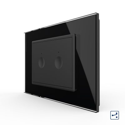 Interruttore doppio deviatore / invertitore touch Livolo con cornice in vetro, standard italiano – Nuova serie colore nero