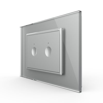 Interruttore doppio Livolo touch con cornice in vetro, standard italiano – Nuova serie colore griggio
