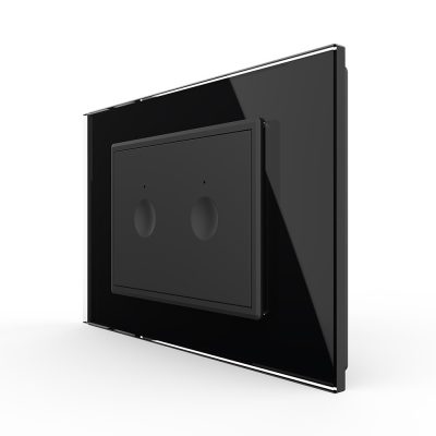Interruttore doppio Livolo touch con cornice in vetro, standard italiano – Nuova serie colore nero
