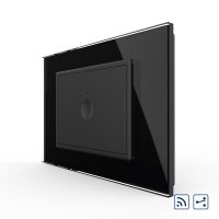 Interruttore semplice deviatore / invertitore wireless con touch Livolo con cornice in vetro, standard italiano – Nuova serie colore nero