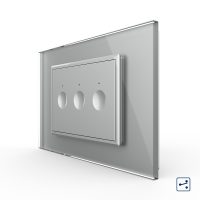 Interruttore triplo deviatore / invertitore touch Livolo con cornice in vetro, standard Italiano – Nuova Serie colore griggio