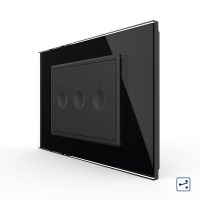Interruttore triplo deviatore / invertitore touch Livolo con cornice in vetro, standard Italiano – Nuova Serie colore nero