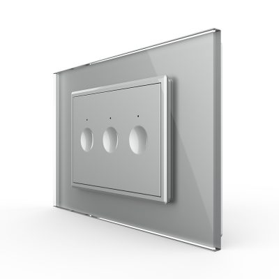 Interruttore triplo Livolo touch con cornice in vetro, standard italiano – Nuova serie colore griggio