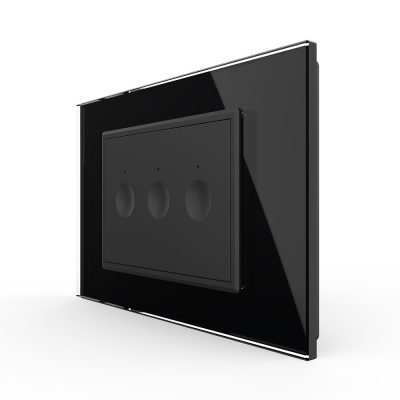 Interruttore triplo Livolo touch con cornice in vetro, standard italiano – Nuova serie colore nero