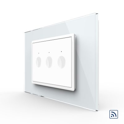 Interruttore triplo wireless con touch Livolo con cornice in vetro, standard Italiano – Nuova Serie