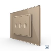 Interruttore triplo wireless con touch Livolo con cornice in vetro, standard Italiano – Nuova Serie colore dorato