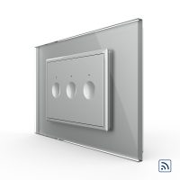 Interruttore triplo wireless con touch Livolo con cornice in vetro, standard Italiano – Nuova Serie colore griggio