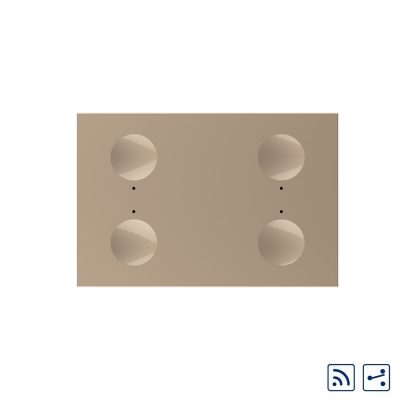 Modulo Interruttore quadruplo deviatore / invertitore wireless con touch Livolo con cornice in vetro, standard italiano – Nuova serie colore dorato