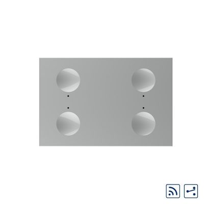Modulo Interruttore quadruplo deviatore / invertitore wireless con touch Livolo con cornice in vetro, standard italiano – Nuova serie colore griggio