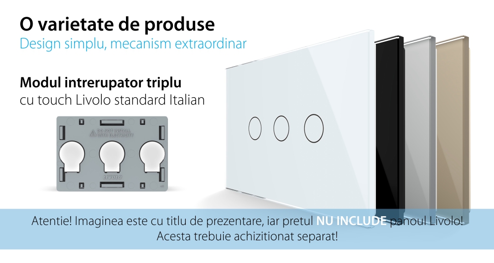 Modulo interruttore triplo touch Livolo standard italiano